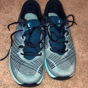 Under armor running shoes (blue with black laces)